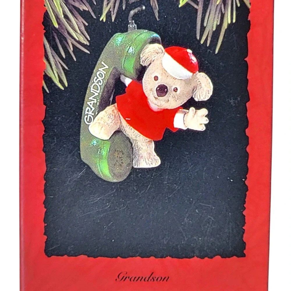VTG 90s Hallmark Grandson Christmas Ornament 1993 Koala Bear Phone Keepsake Gift